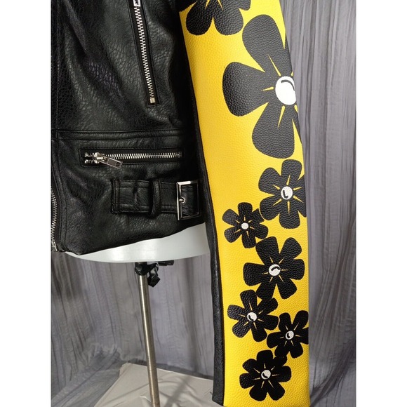 Azalea Wang Akira Yellow Black Studded Colorblock Longsleeve Jacket Size Small - Picture 9 of 16